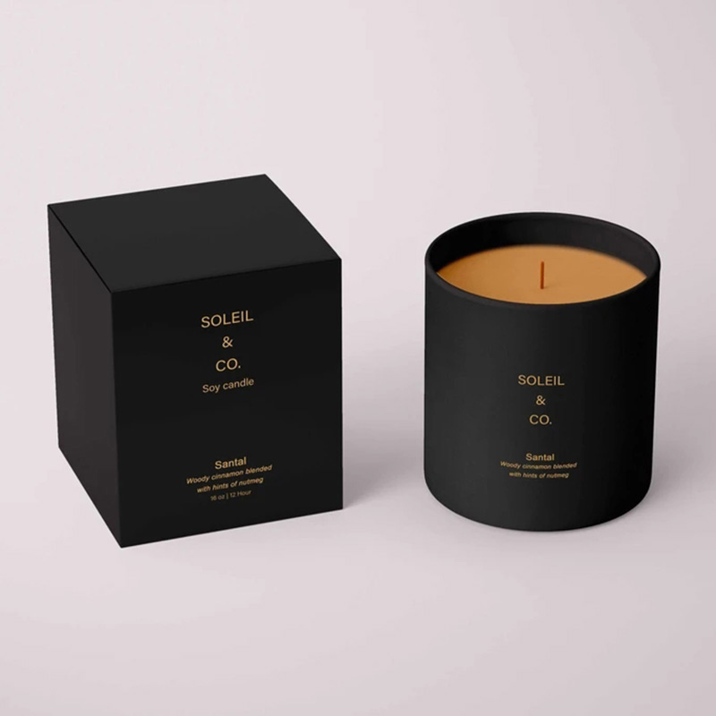 Custom Black Candle Boxes with Luxury Gold Foil Printing