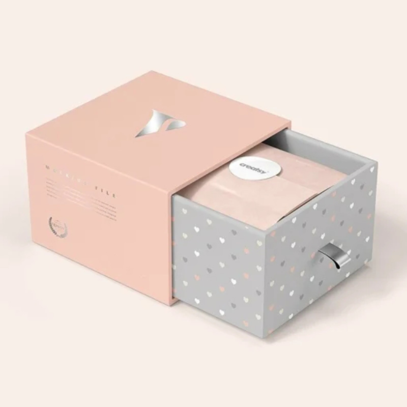 Custom Cardboard Slide Out Box Packaging With Silver Logo Printing