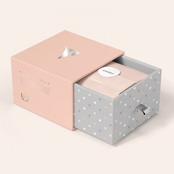 Custom Cardboard Slide Out Box Packaging With Silver Logo Printing