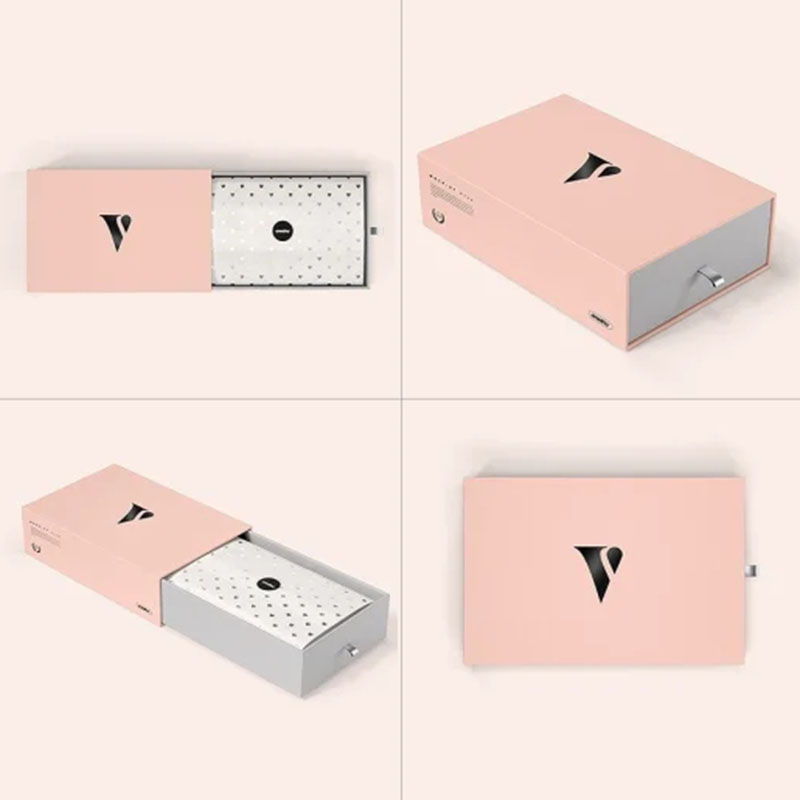 Custom Cardboard Slide Out Box Packaging With Silver Logo Printing
