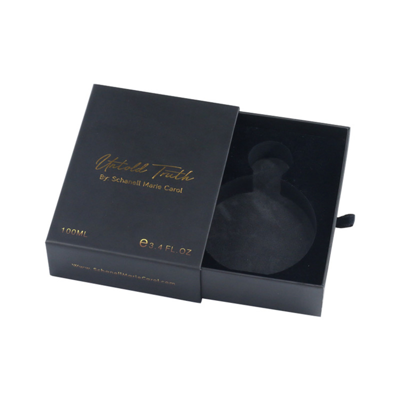 Custom Cardboard Sliding Drawer Box with Gold Foil Print