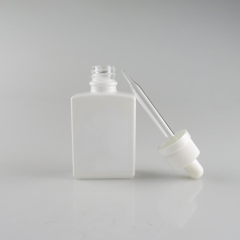 30ML Square White Glass Dropper Bottles with Bamboo Lid Wholesale 1 OZ