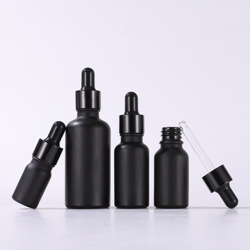 Matte Black Round Glass Dropper Bottles 5ML 10ML 15ML 20ML 30ML 50ML 100ML