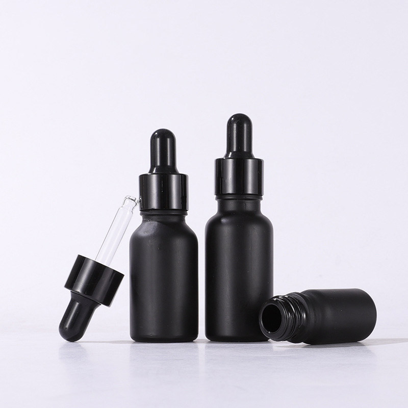 Matte Black Round Glass Dropper Bottles 5ML 10ML 15ML 20ML 30ML 50ML 100ML