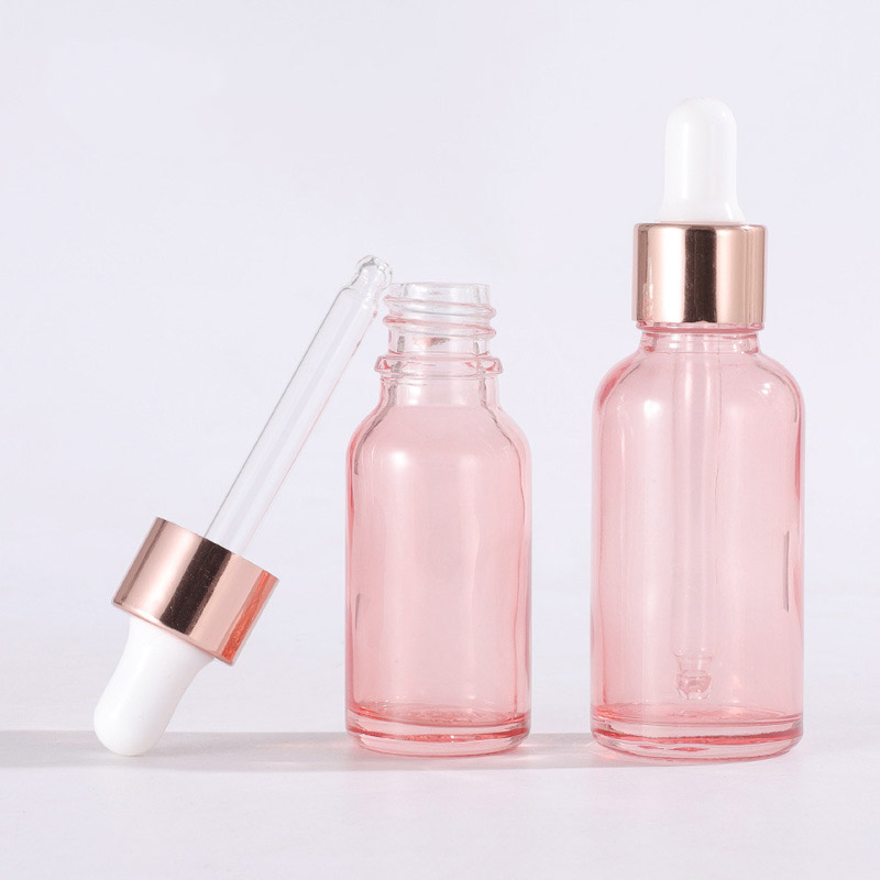 Rose Pink Gold Glass Dropper Bottles 5ML 10ML 15ML 20ML 30ML 50ML 100ML Round