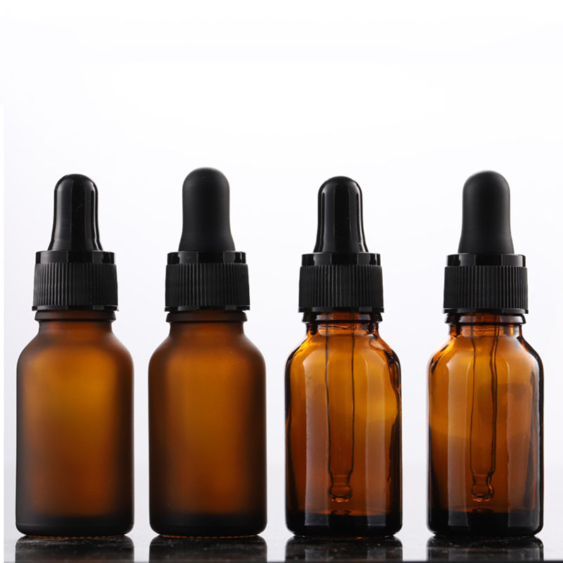 Frosted Amber Glass Tincture Dropper Bottles 15ML