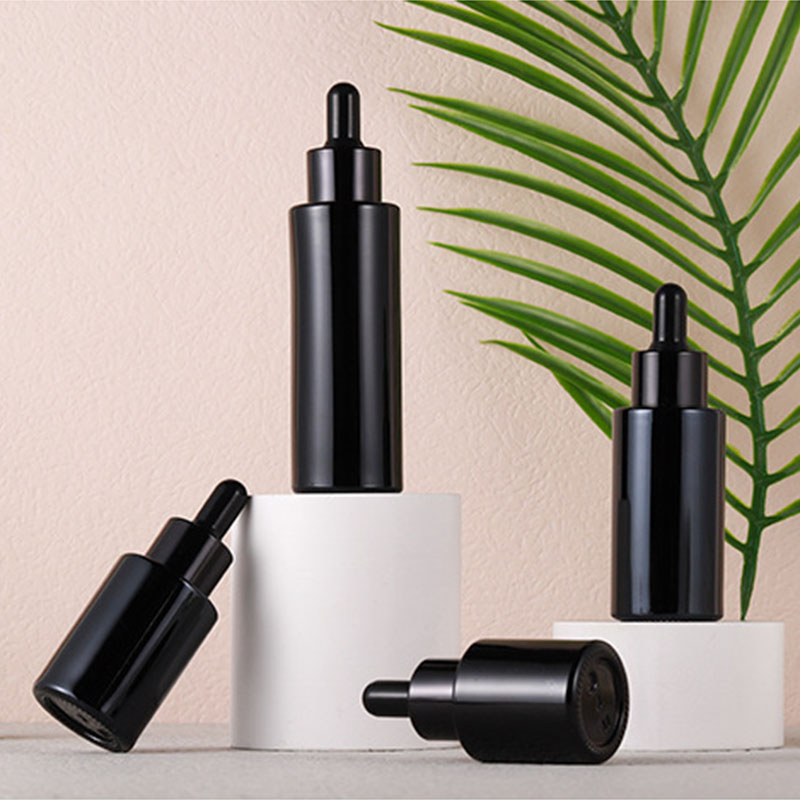 Black Glass Dropper Bottles with Flat Shoulder 20ML 30ML 40ML 60ML