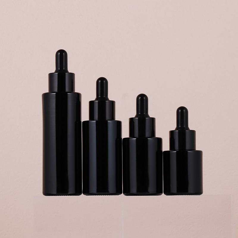 Black Glass Dropper Bottles with Flat Shoulder 20ML 30ML 40ML 60ML