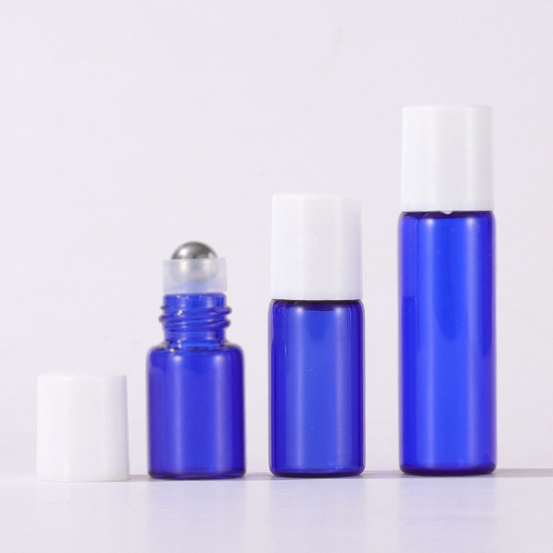 Empty Cobalt Blue Glass Vials Roller Bottles 1ML 2ML 3ML 5ML Little Mini Round Wholesale