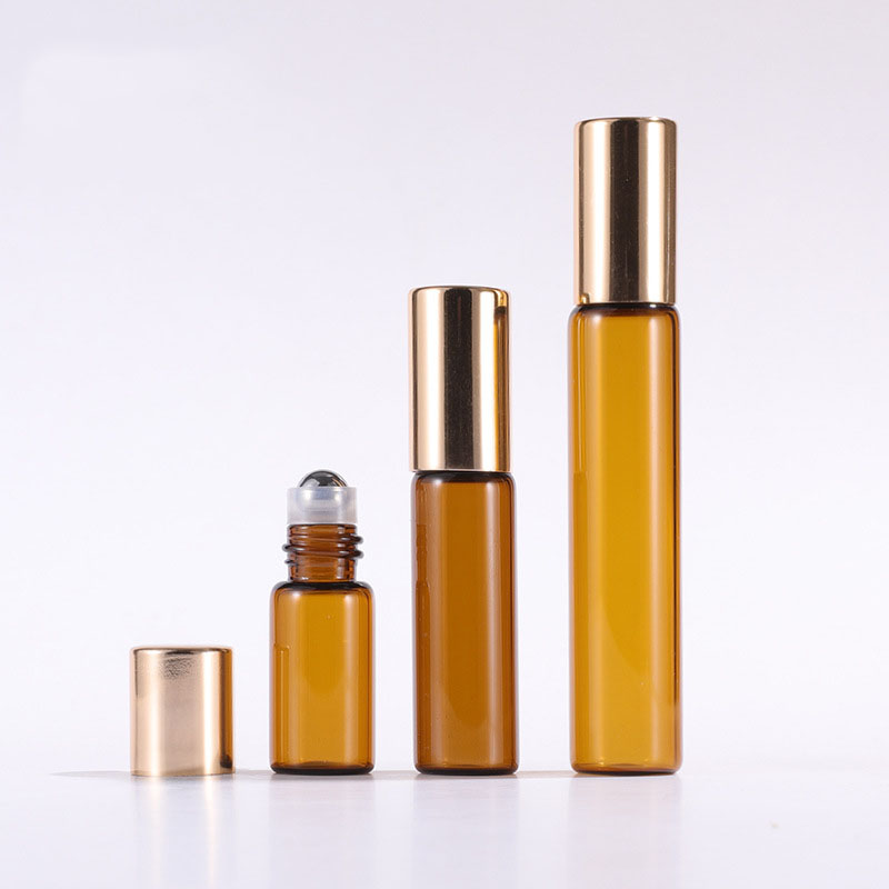 Slim Glass Serum Roller Vials with Gold Caps Amber Clear 3ML 5ML 10ML 3 5 10 ML