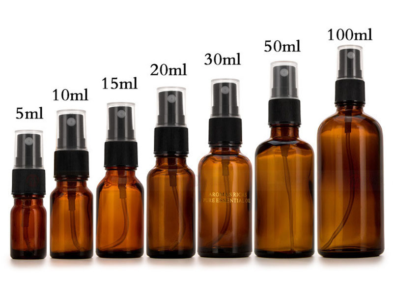Wholesale Glass Spray Bottles for Essential Oils Brown Amber Black Blue Frosted Clear Green Dark 1 2 4 OZ 50ml 100ml Small Bulk Best