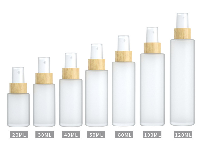 Bamboo Glass Spray Bottle with Flat Neck Wood Lid