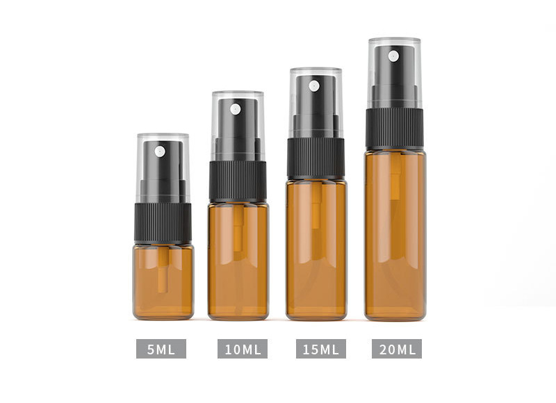 Empty Amber Colored Glass Mist Spray Bottles