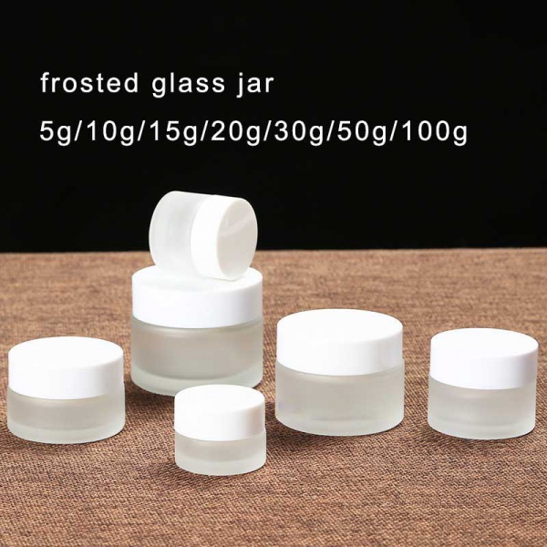 Wholesale Empty Frosted Glass Cosmetic Jars Containers with Lids for Cream Lip Balm Makeup 1 2 4 oz 30ml 50ml Small