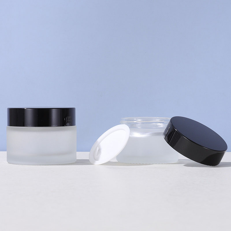 Wholesale Empty Frosted Glass Cosmetic Jars Containers with Lids for Cream Lip Balm Makeup 1 2 4 oz 30ml 50ml Small