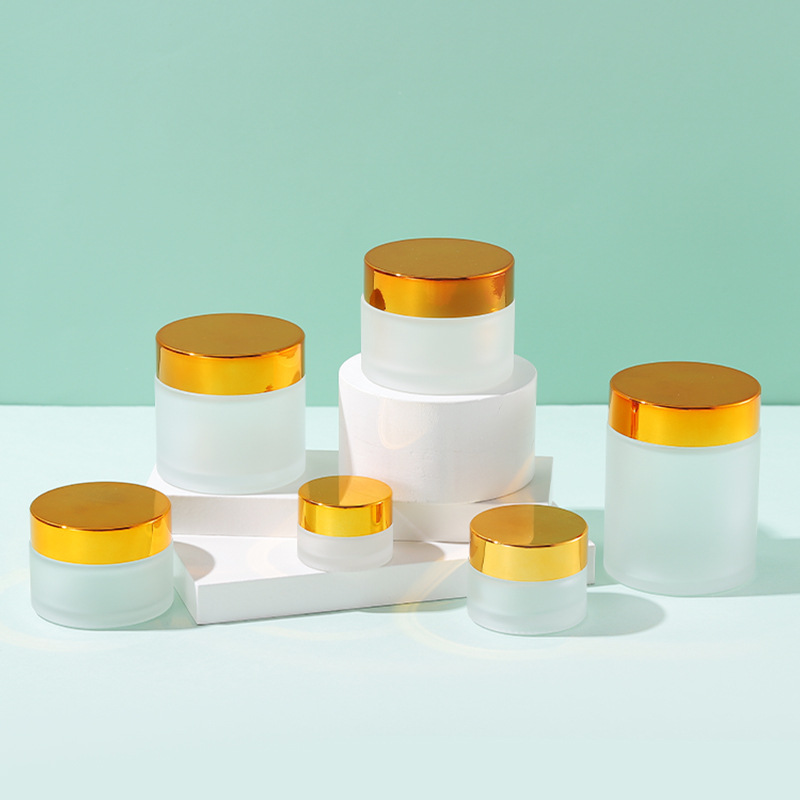 Wholesale Empty Frosted Glass Cosmetic Jars Containers with Lids for Cream Lip Balm Makeup 1 2 4 oz 30ml 50ml Small