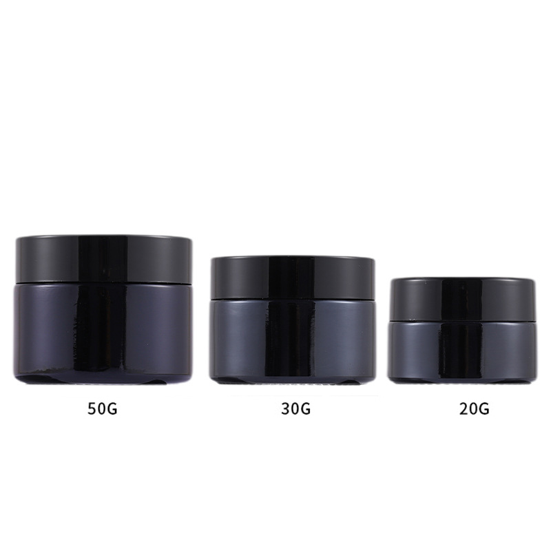 Empty Black Glass Jars Wholesale for Skincare Cream 20g 30g 50g