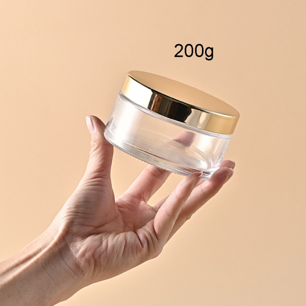 Empty Large Clear Glass Jars with Gold Lids Wholesale for Cosmetic Facial Mask Containers 100g 200g 250g
