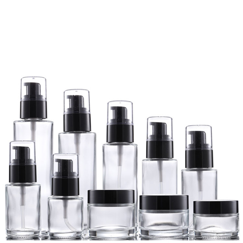 Empty Glass Pump Bottles Wholesale for Skincare Lotion Cream