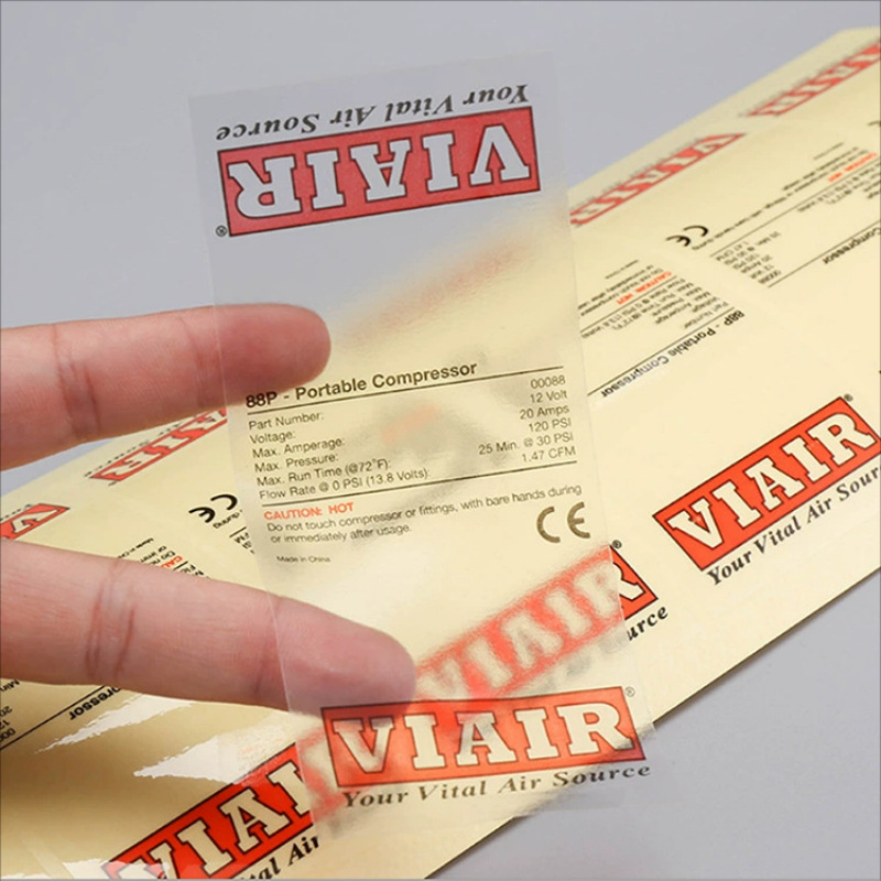 Custom Logo Brand Printing Clear PVC Plastic Label Sticker for Business