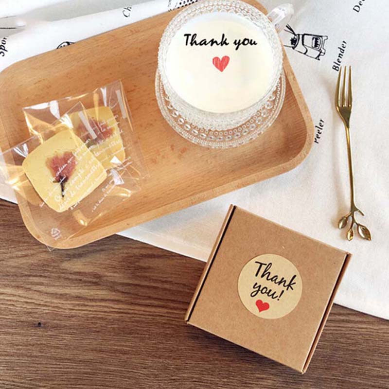Custom Printing Kraft Paper Label Sticker with Thank You Text for Business Orders