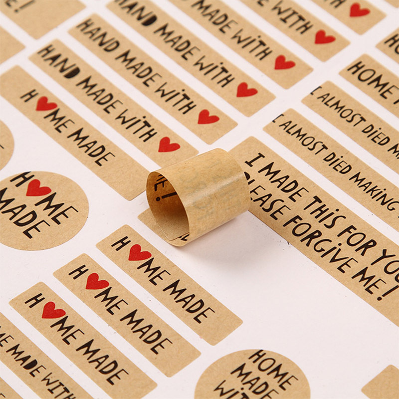 Custom Printing Kraft Paper Label Sticker with Thank You Text for Business Orders