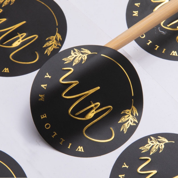 Custom Premium Embossed Metallic Gold Logo Label Sticker Self-Adhesive Stickers