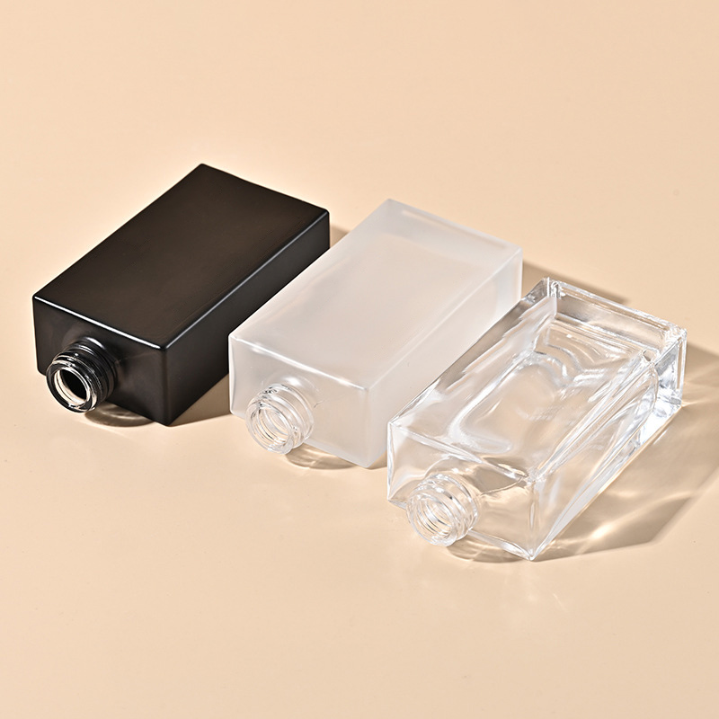 2 OZ Square Glass Dropper Bottles Wholesale 60ML Clear Frosted Black