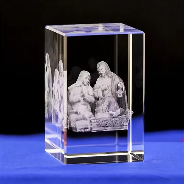 Custom Personalized 3D Crystal Glass Photo Cube Block with Picture Image Design Inside Laser Etched Engraved 
