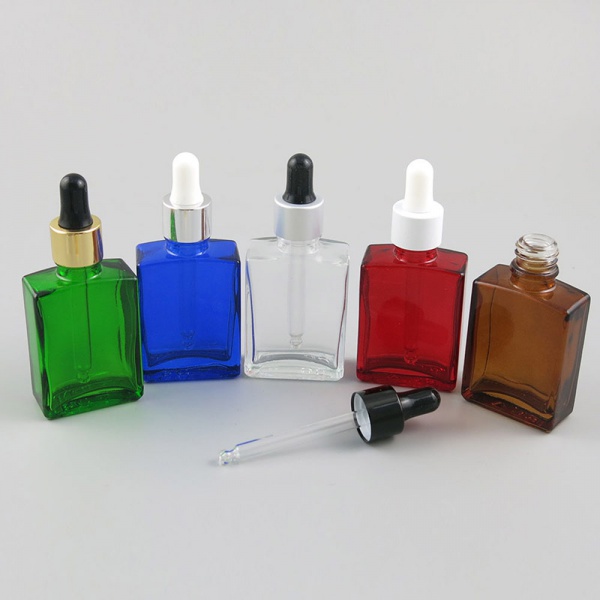 Wholesale Glass Dropper Bottles Matte Black Clear Frosted White Green Orange Cobalt Blue Rose Gold Silver 1 2 OZ 2OZ 30ML