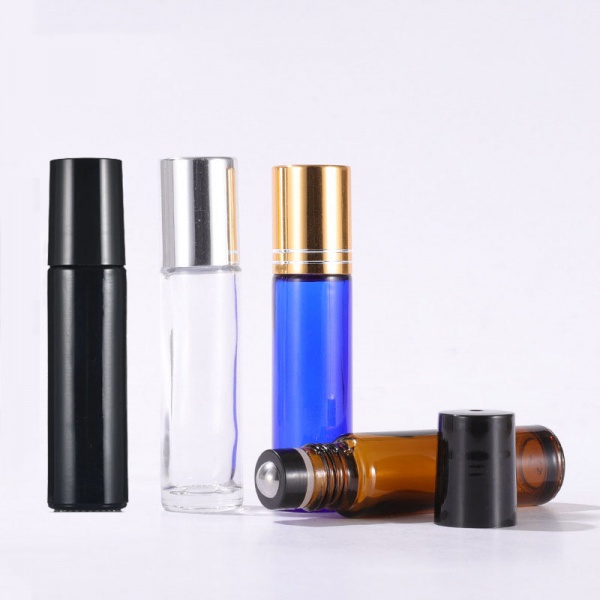 Wholesale Glass Roll On Roller Ball Bottles for Essential Oils Amber Matte Black Clear Frosted Deep Cobalt Blue 10ml