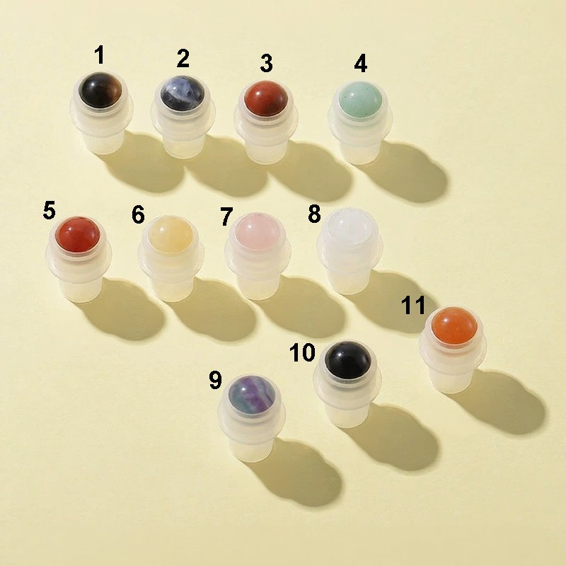 Wholesale Glass Essential Oil Roller Bottles with Rose Quartz Crystal Infused Gemstone Metal Stainless Steel Balls