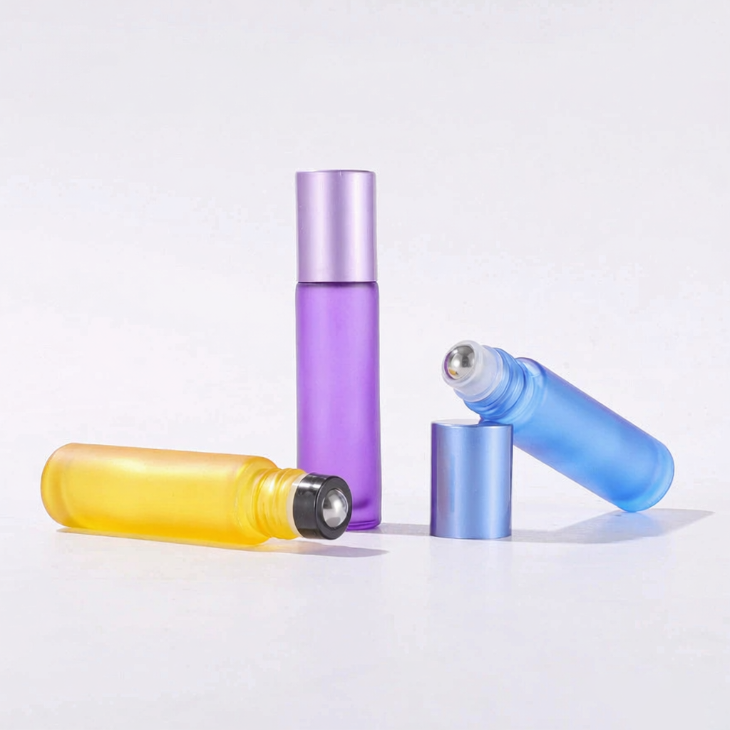 Wholesale Empty Colored Glass Roll On Roller Ball Rollerball Bottles for Perfume Oil Aromatherapy Deodorant Eye Body Lip Gloss Small Mini 10ml