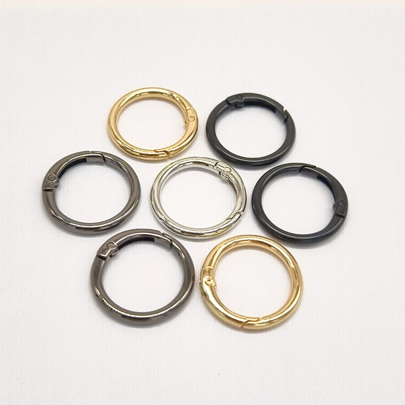 Cheap Metal Zinc Alloy Round Circular Ring Keychain Spring Clip Clasp for Jewelry Webbing Luggage Accessory Hook