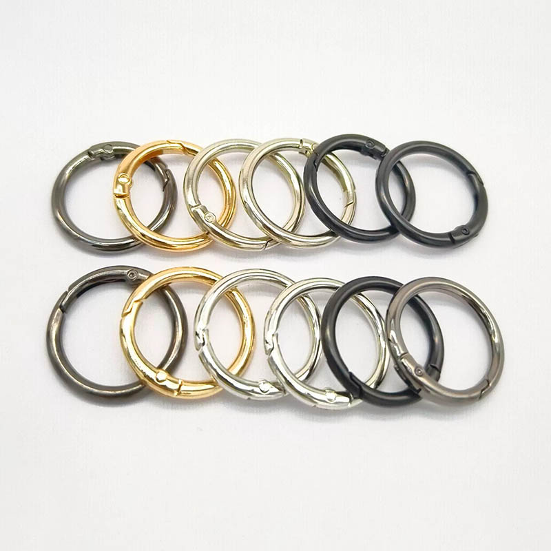 Cheap Metal Zinc Alloy Round Circular Ring Keychain Spring Clip Clasp for Jewelry Webbing Luggage Accessory Hook