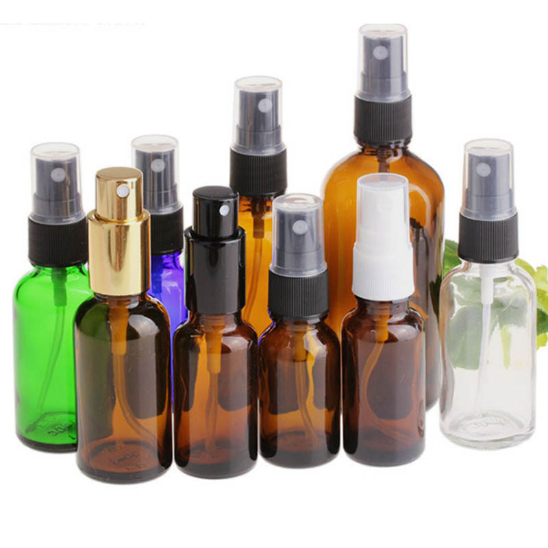 Wholesale Glass Spray Bottles for Essential Oils Brown Amber Black Blue Frosted Clear Green Dark 1 2 4 OZ 50ml 100ml Small Bulk Best