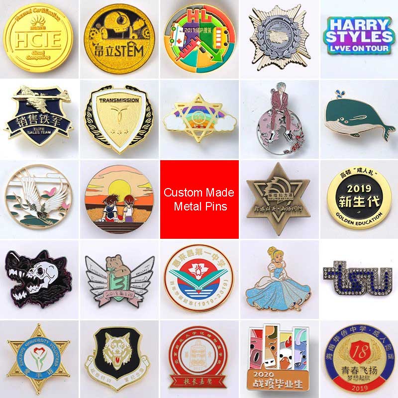 Custom Made Die Cast Metal Enamel Lapel Pins Badges Gold Silver Hard Soft Heavy Round Personalised for Sale