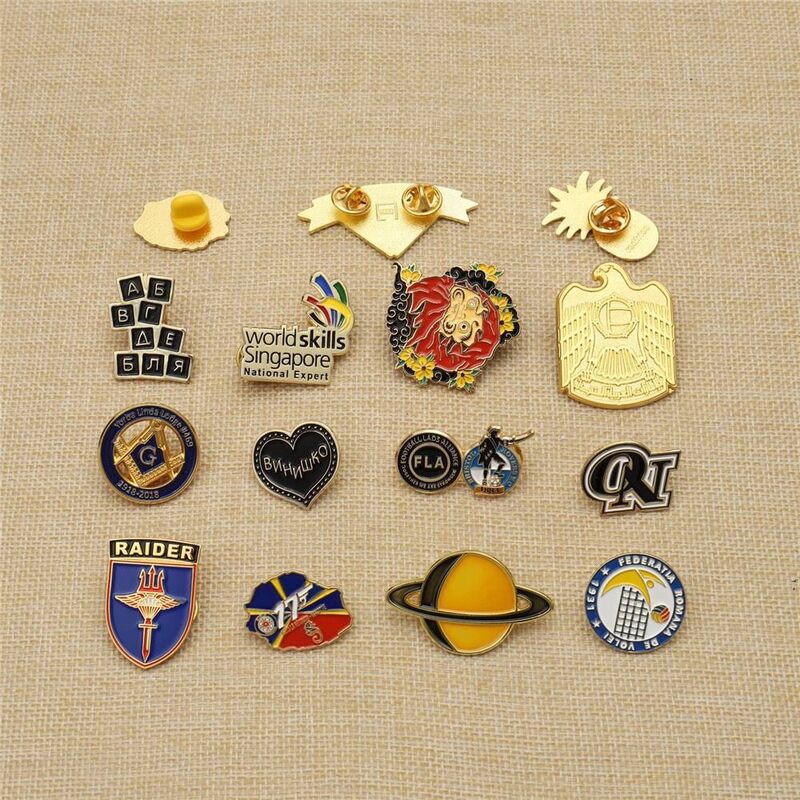 Custom Metal Gold Plated Brass Enamel Lapel Pins for Decorative Silver Rose Filled Pewter Black Nickel Round Small