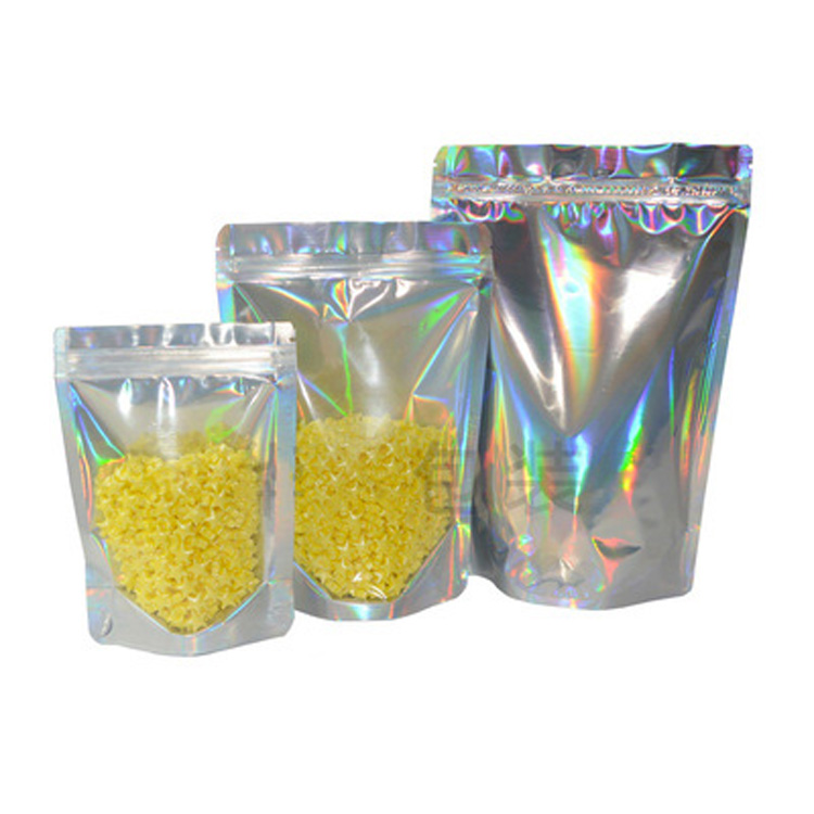 Coloured Stand Up Standing Mylar Barrier Foil Pouches Bags Holographic Matte Glossy White Black Pink Silver Gold Green