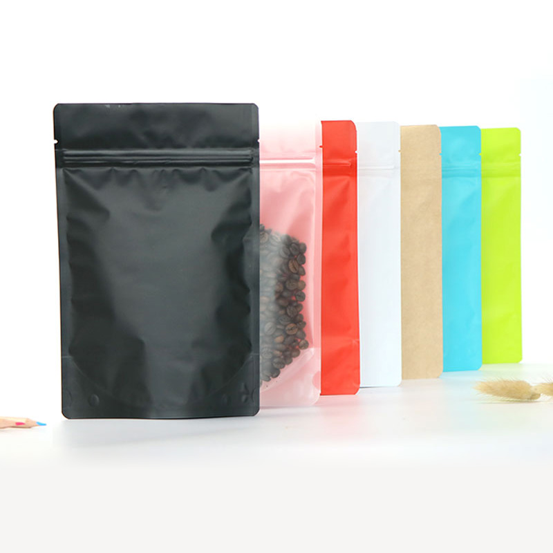 Coloured Stand Up Standing Mylar Barrier Foil Pouches Bags Holographic Matte Glossy White Black Pink Silver Gold Green
