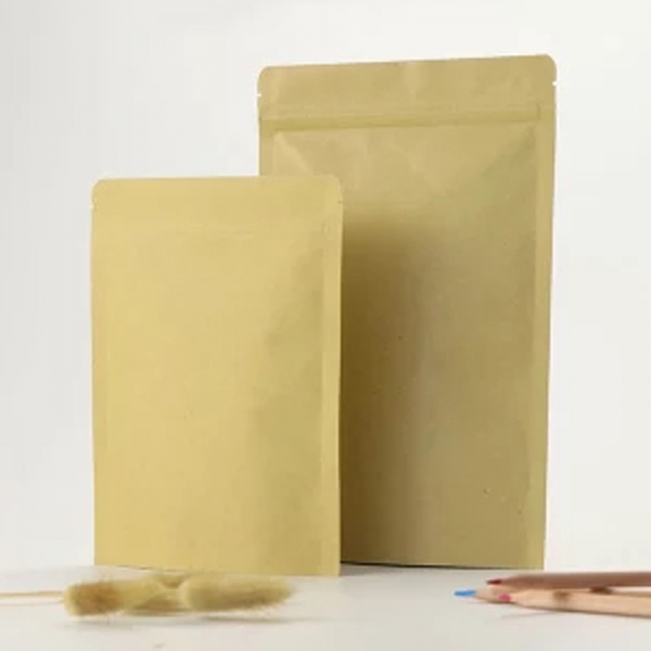 Kraft Brown Paper Stand Up Barrier Zip Lock Bags Standing Zipper Pouches with Aluminum Foil Inside