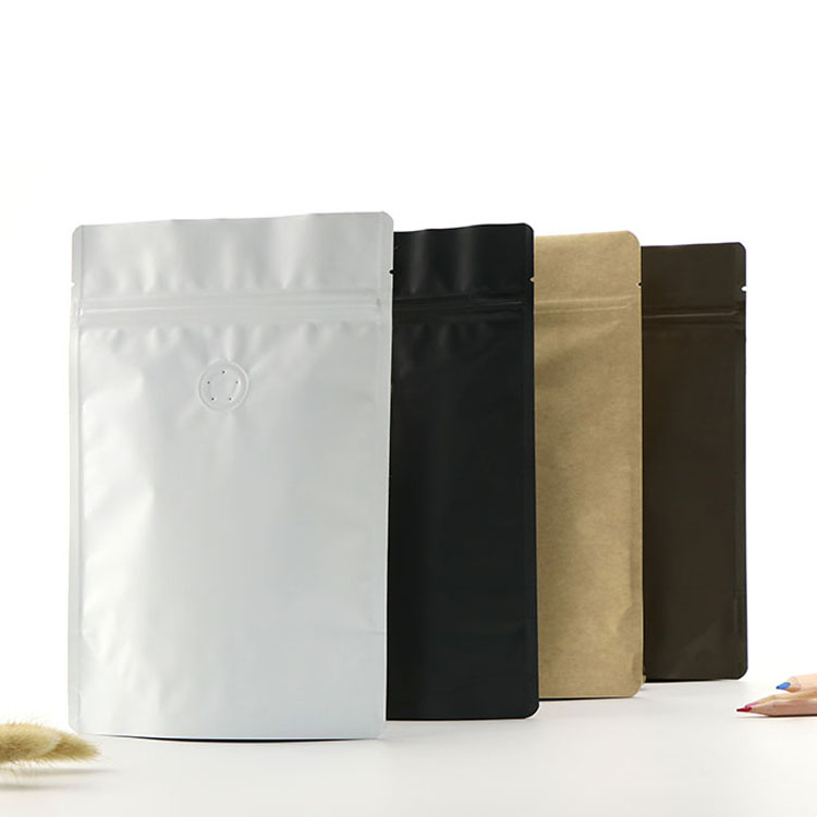 Aluminum Foil Stand Up Coffee Bags Zipper Mylar Barrier Pouches With Valve Resealable Wholesale