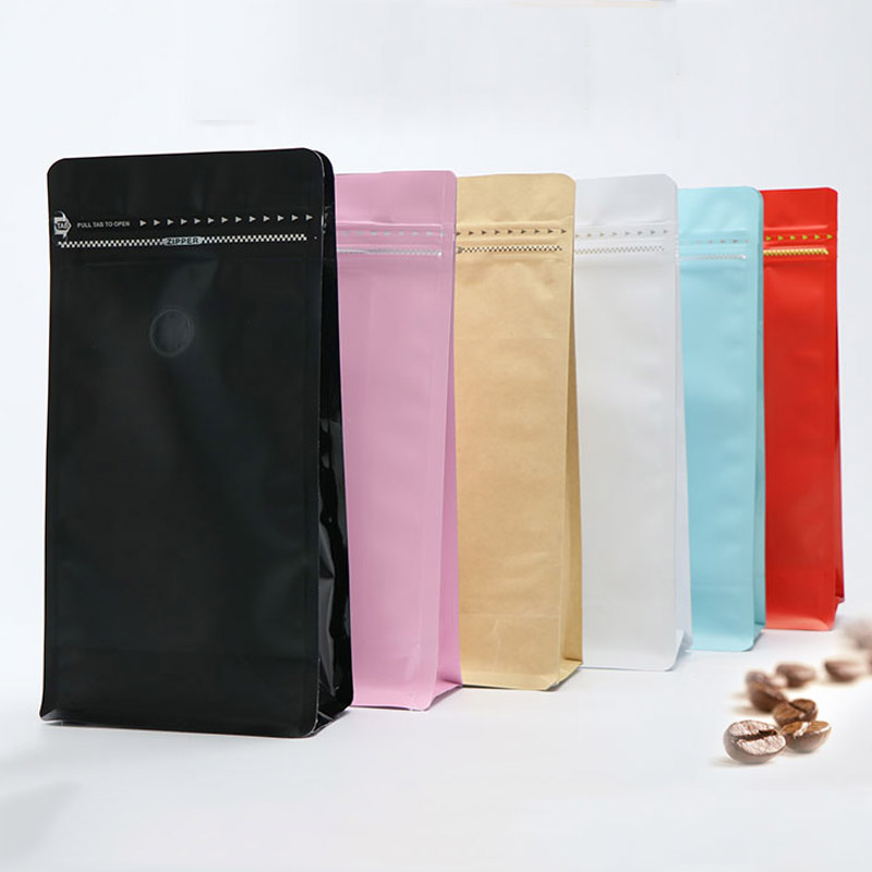 Aluminum Foil Stand Up Coffee Bags Zipper Mylar Barrier Pouches With Valve Resealable Wholesale
