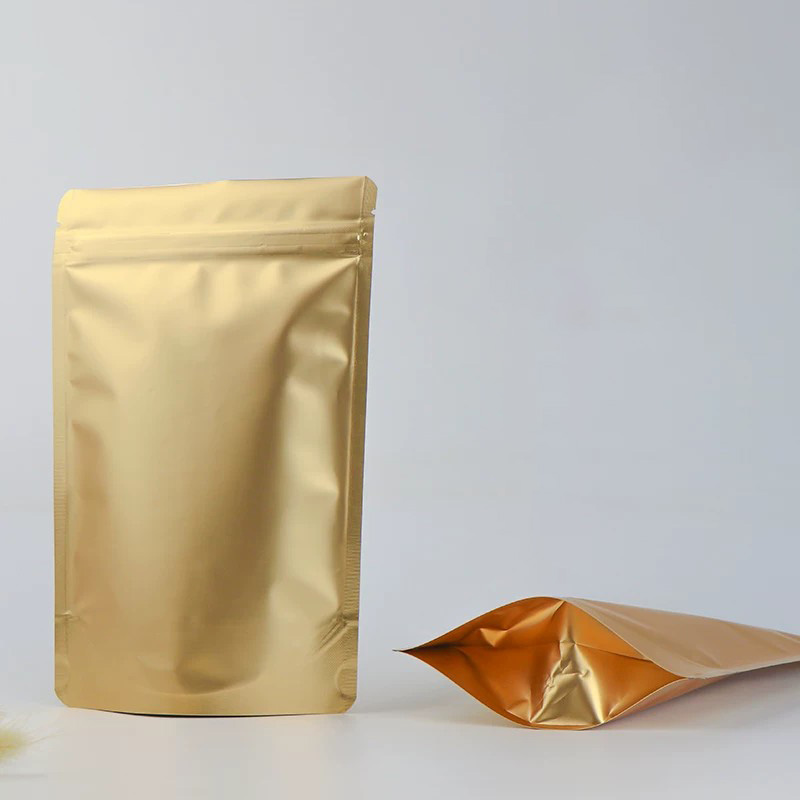 Matte Gold Stand Up Foil Pouch Bag with Zipper Ziplock