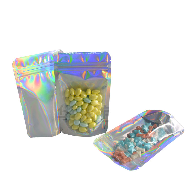 Holographic Stand Up Pouch Foil Bags with Zipper Ziplock