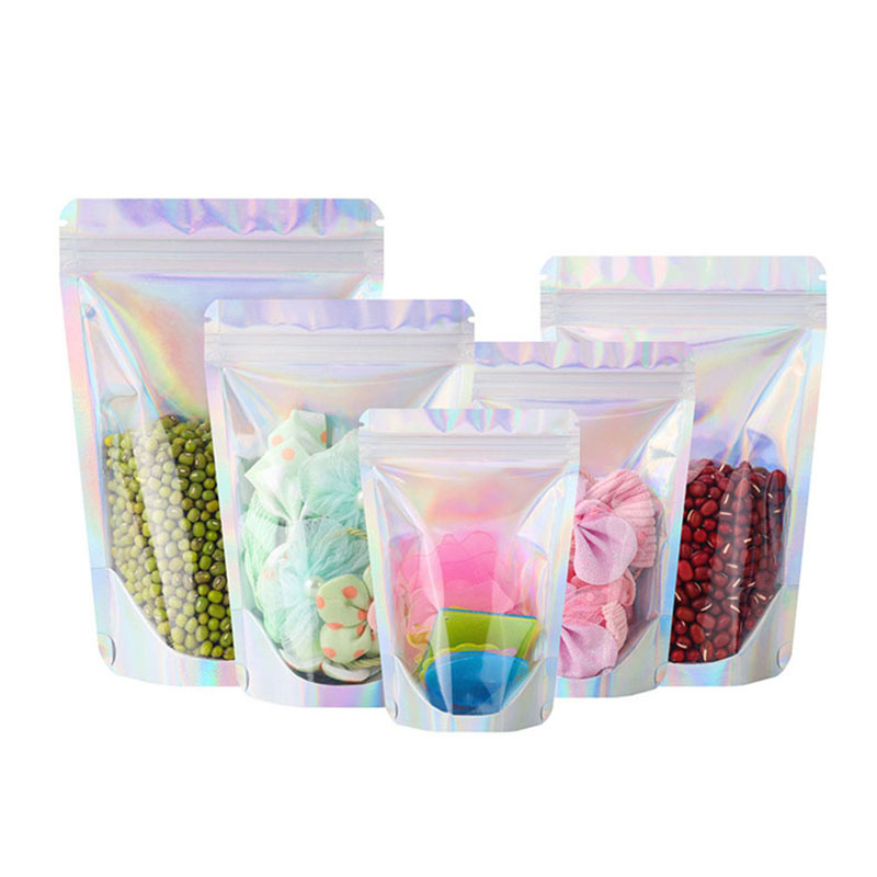 Holographic Stand Up Pouch Foil Bags with Zipper Ziplock