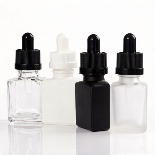 15ML Glass Square Dropper Bottles Wholesale Black White Clear Frosted