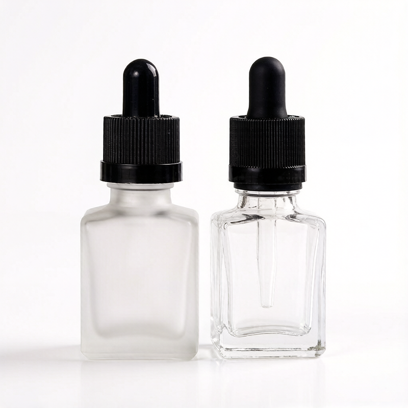 15ML Glass Square Dropper Bottles Wholesale Black White Clear Frosted