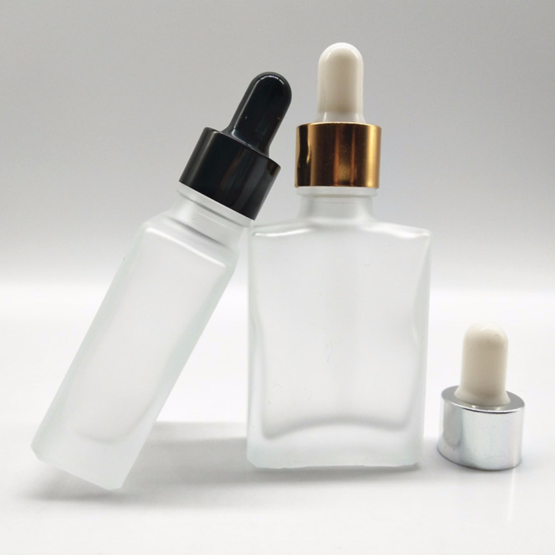 30ML Square Glass Dropper Bottles Clear Frosted Black Wholesale 1 OZ 