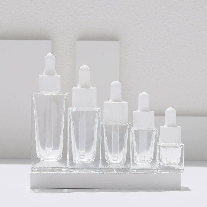 Clear Square Glass Dropper Bottles Wholesale 5ML 10ML 15ML 30ML 50ML